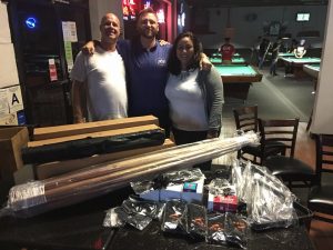 POV Pool Media: Daniel and Geraldine meet with Steve Strange at Shooter's Billiards in Riverside to deliver equipment from West State Billiards. 
